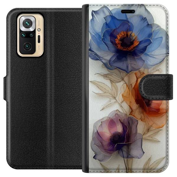 Pungcover til Xiaomi Redmi Note 10 Pro med Silkeblomster