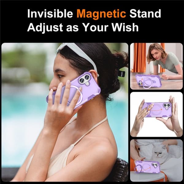 Mobilskal till iPhone 17 MagSafe TPU+PC Kickstand Shockproof - Lila Lila