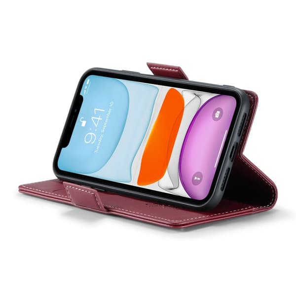 CASEME iPhone 11 Plånboksfodral Konstläder RFID-Skydd Röd