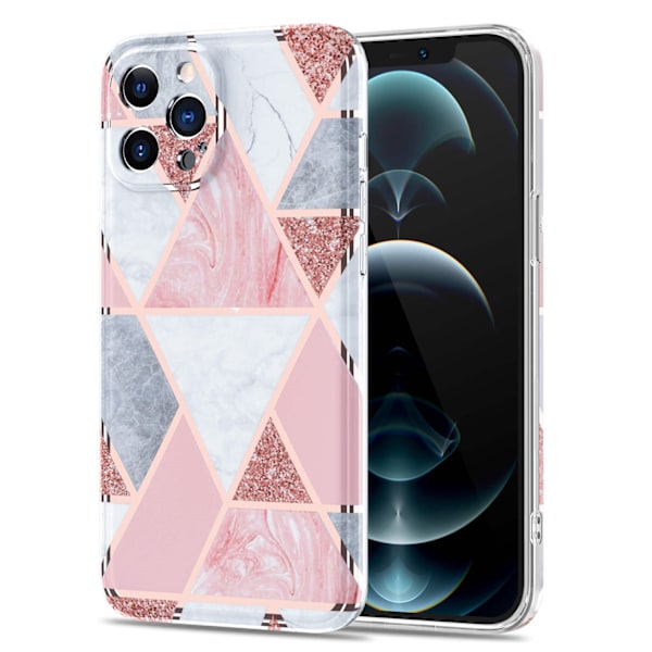 BOOM - Grid iPhone 12 Pro Max Skal - Rosa Marmor Rosa