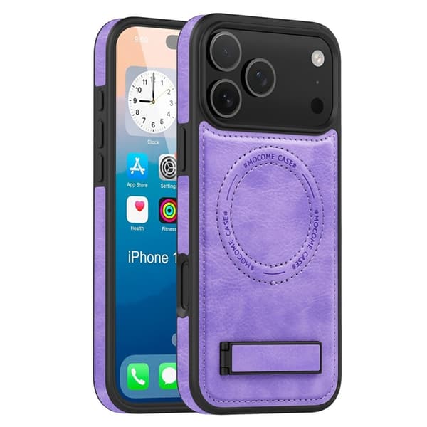 Mobilskal till iPhone 17 Pro MagSafe Kickstand Läder - Lila Lila