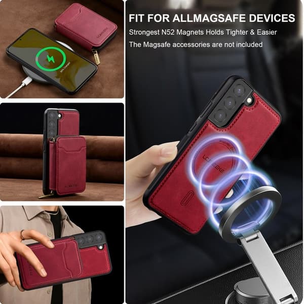 LC.IMEEKE L6 för Samsung Galaxy S22+ Konstläder Plånboksfodral - Röd