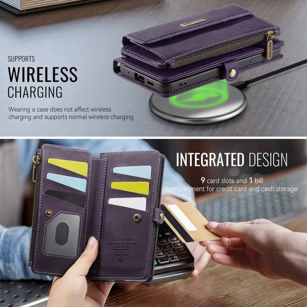 CASEME Konstläder Plånboksfodral för Samsung Galaxy S20 4G/5G Lila