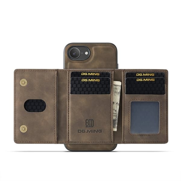 DG.MING M2 Series Mobilskal till iPhone 16e PU + PC + TPU - Brun