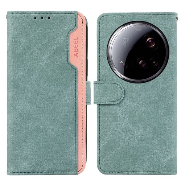 ABEEL Mobilskal till Xiaomi 15 Ultra Splicing Konstläder Flip Blå
