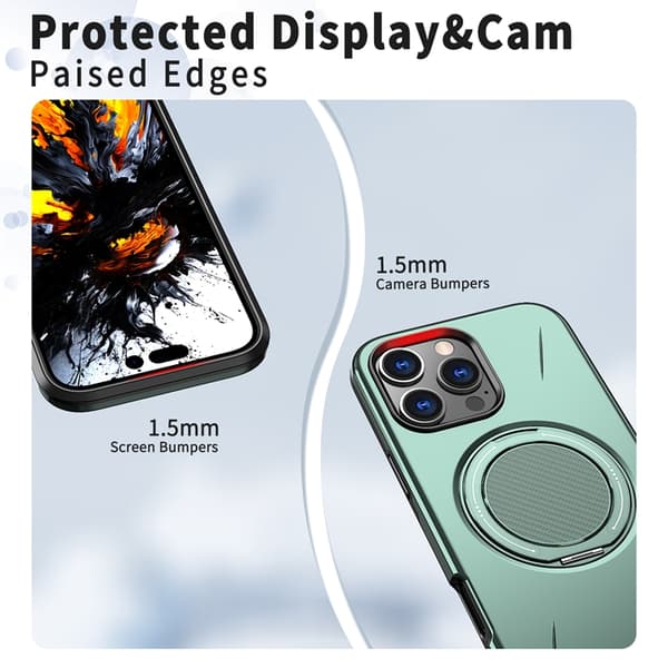 Mobilskal till iPhone 16 Pro MagSafe Rotating Kickstand TPU + PC Grön