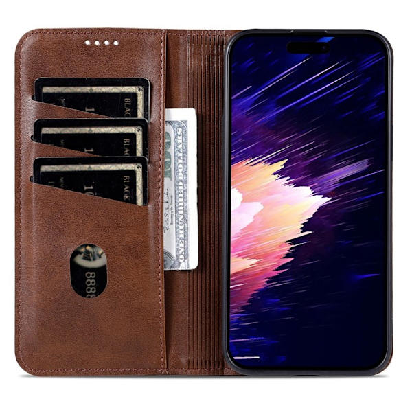 AZNS iPhone 16e Plånboksfodral Konstläder - Brun