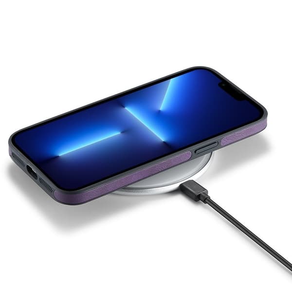 DG.MING Mobilskal till iPhone 13 Pro Max PU Läder + PC + TPU - Lila