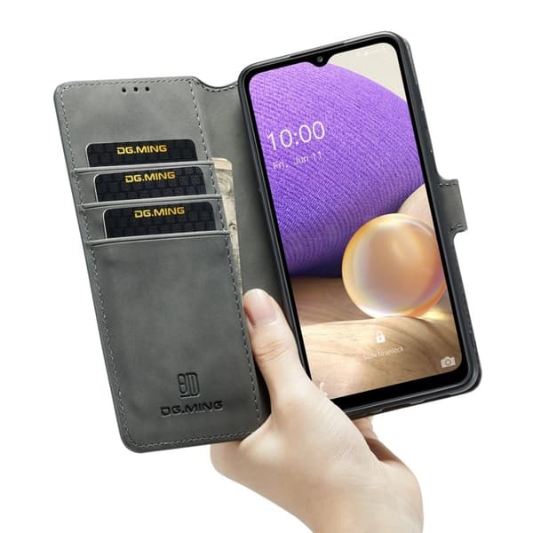 DG.MING Samsung Galaxy A33 5G Konstläder Plånboksfodral Retro Grå