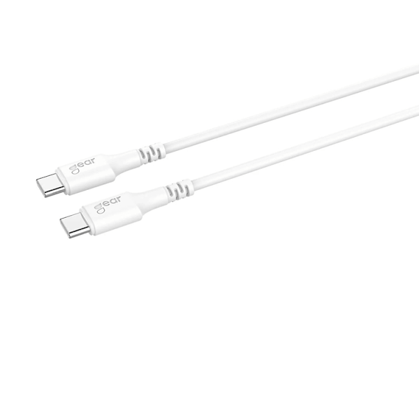 GEAR USB-C till USB-C kabel 2.0 2m Vit Rund kabel Vit