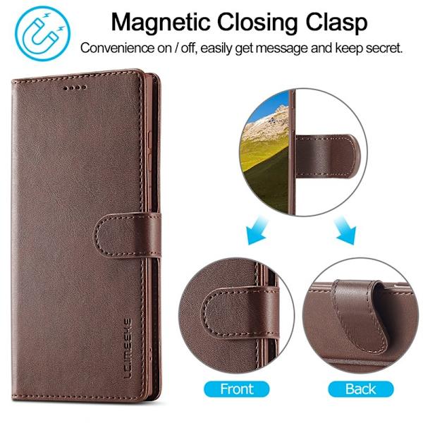 LC.IMEEKE Plånboksfodral Folio Flip Konstläder - Brun
