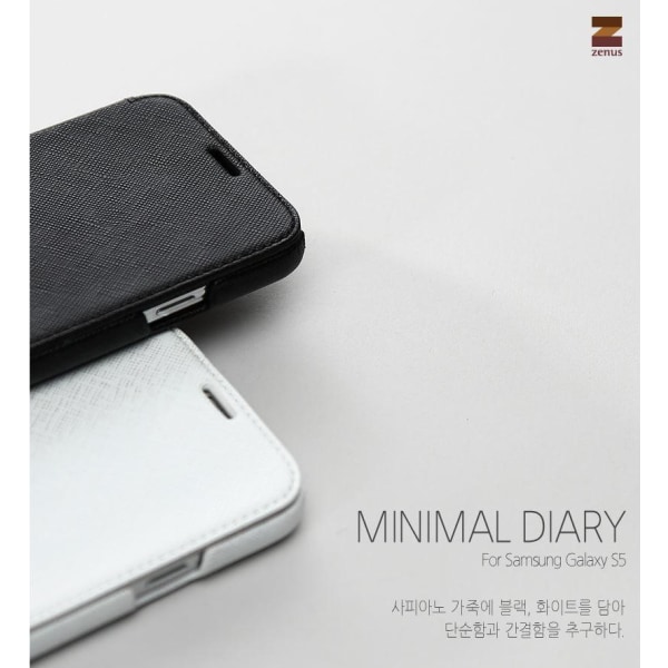 Zenus Minimal Diary Väska till Samsung Galaxy S5 - (Vit) Vit