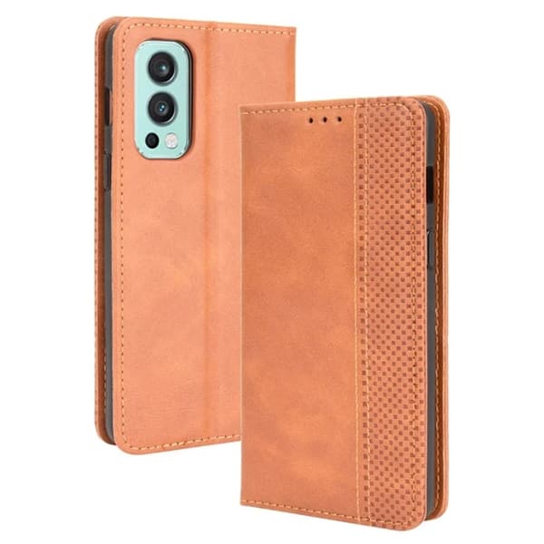 OnePlus Nord 2 5G Plånboksfodral Retro Style Flip Stativ Brun