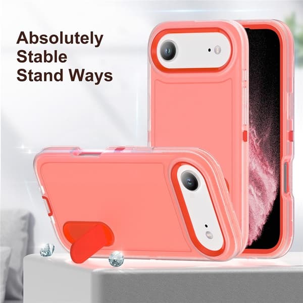 Mobilskal till iPhone Air Kickstand Silikon - Transparent/Orange Transparent