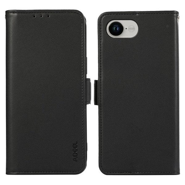 ABEEL iPhone 16e Plånboksfodral Konstläder med RFID-skydd - Svart