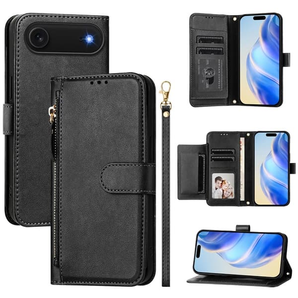 iPhone Air Plånboksfodral Zipper Pocket Läder - Svart Svart