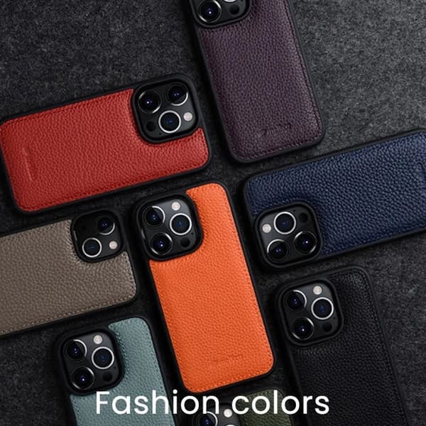 MELKCO Mobilskal till iPhone 14 Pro Äkta Läder + Mikrofiber + PC Grå