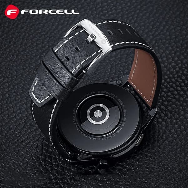 Forcell Galaxy Watch 22mm Armbånd Øko Læder - Sort Svart