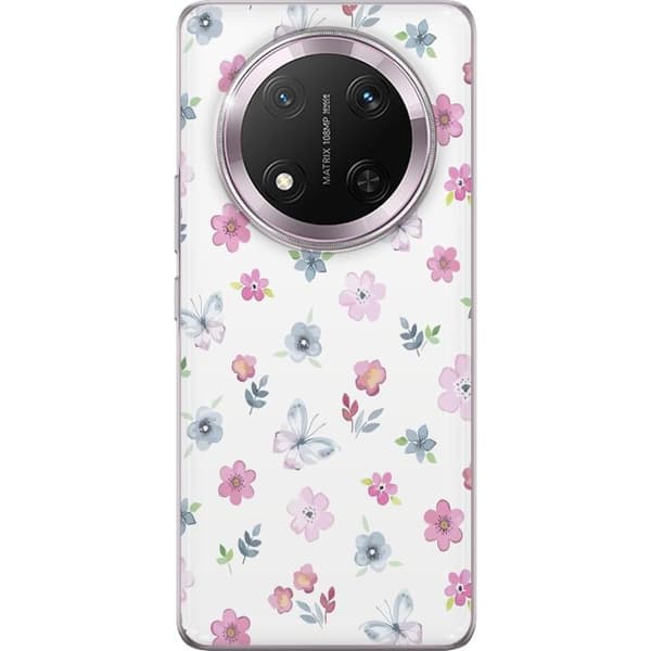 Puhelinkuori Honor Magic7 Lite -puhelimelle, jossa on kukkia ja perhosia