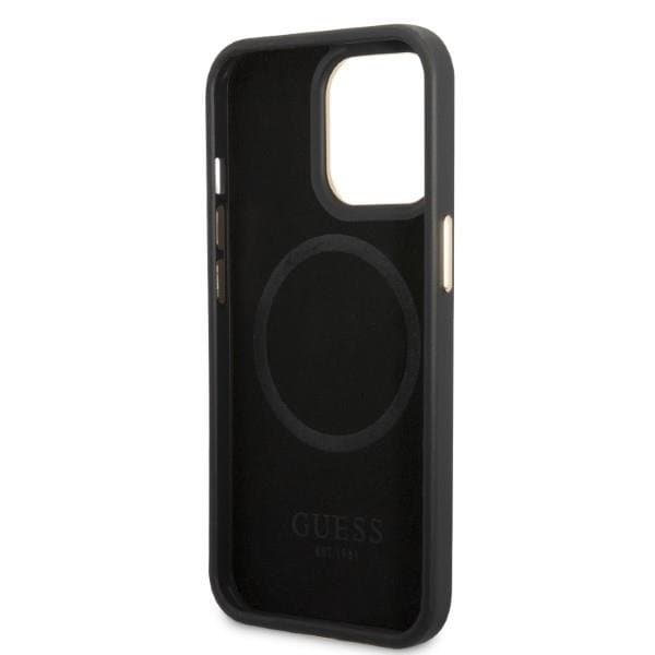 Guess iPhone 13 Pro Skal Magsafe Peony Logo Plate - Sort Black