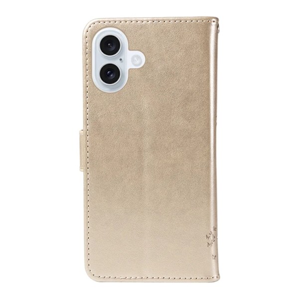 iPhone 17 Konstläder Plånboksfodral Tree Pattern - Guld Guld