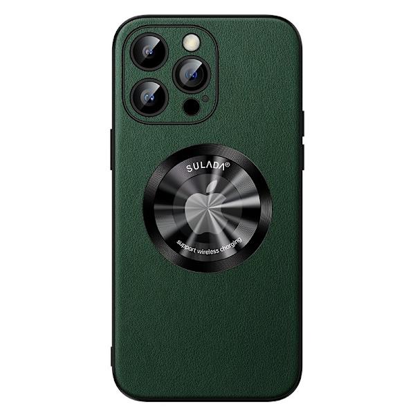 SULADA Mobilskal till iPhone 15 Pro Microfiber Läder + TPU Skydd Grön