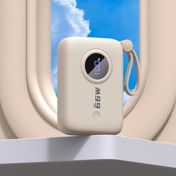 Dudao Powerbank K14 10000mAh med USB-C/Lightning-kabel - Beige Beige