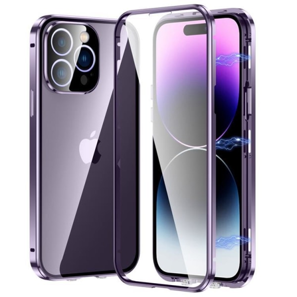 iPhone 14 Pro Max -suojus, metallimagneetti - violetti
