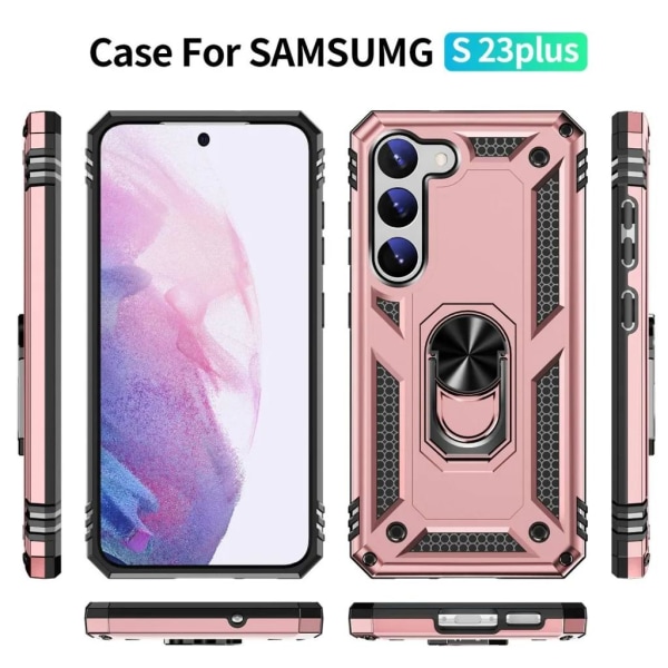 Galaxy S23 Plus Mobilskal Ringhållare - Rosaguld