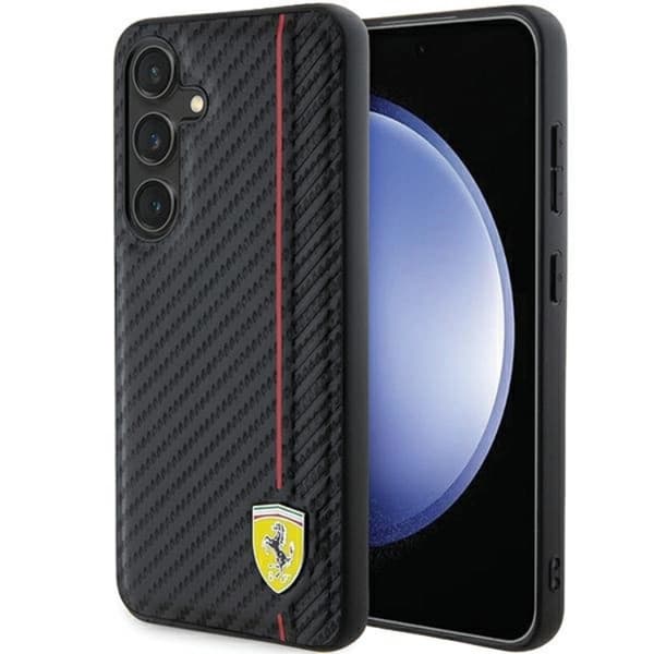 Ferrari telefontaske til Galaxy S24 Plus Carbon Printed Line - Sort Black