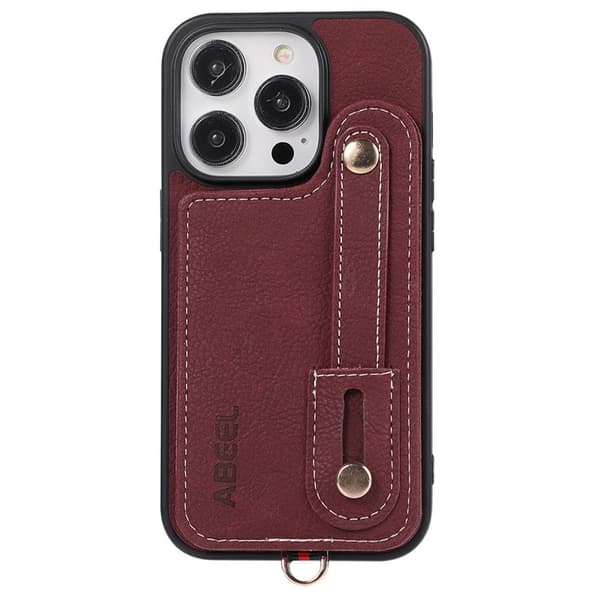 ABEEL Style 03 Mobilskal till iPhone 14 Pro Max PU Läder Purplish Röd