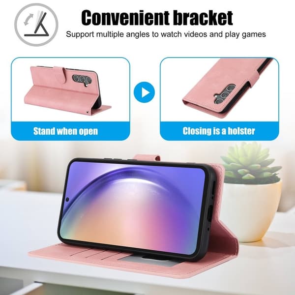 Samsung Galaxy S26+ Plånboksfodral Konstläder Med Ställ - Rosa