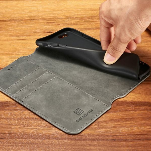DG.MING Retro Plånboksfodral Konstläder för iPhone 6s Plus - Grå