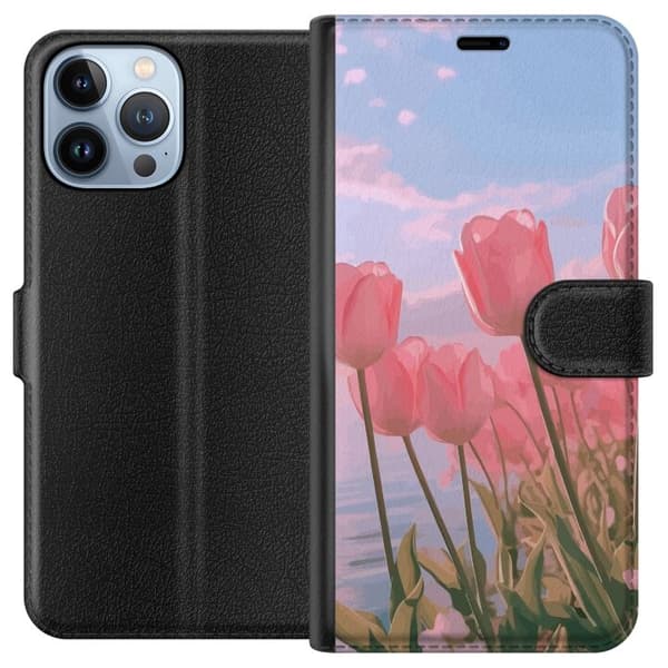 Plånboksfodral till Apple iPhone 13 Pro Max med Rosa Tulpaner