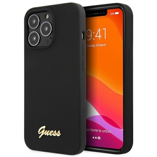 Guess iPhone 13 Pro Max Mobilskal Script Gold Logo - Svart Svart