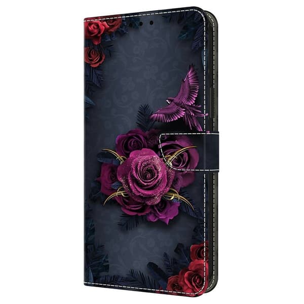 Samsung Galaxy A57 Plånboksfodral Mönstertryck Konstläder - Lila Blommor