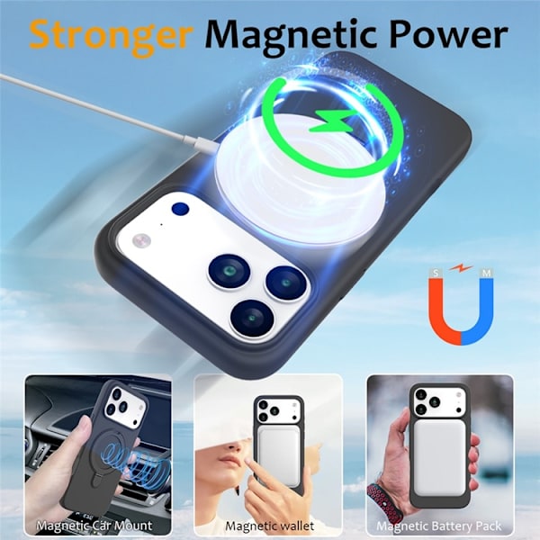 Mobilskal till iPhone 17 Pro MagSafe Kickstand PC + Silikon - Svartgrå Grå