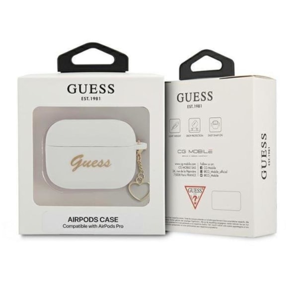 Guess Silicone Heart Charm Collection Skal Airpods Pro - Hvid