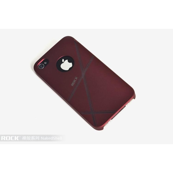 Rock NakedShell -kuori iPhone 4:lle ja 4S:lle (viininpunainen) Red