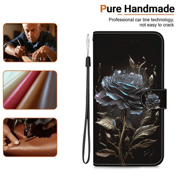 Sony Xperia 10 VII Konstläder Plånboksfodral Pattern Printing - Svart Rosa Svart