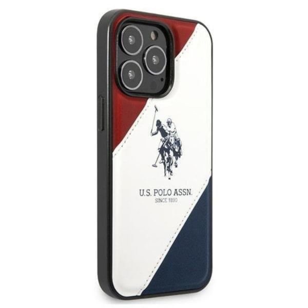 US Polo iPhone 14 Pro etui Tricolor præget - hvid