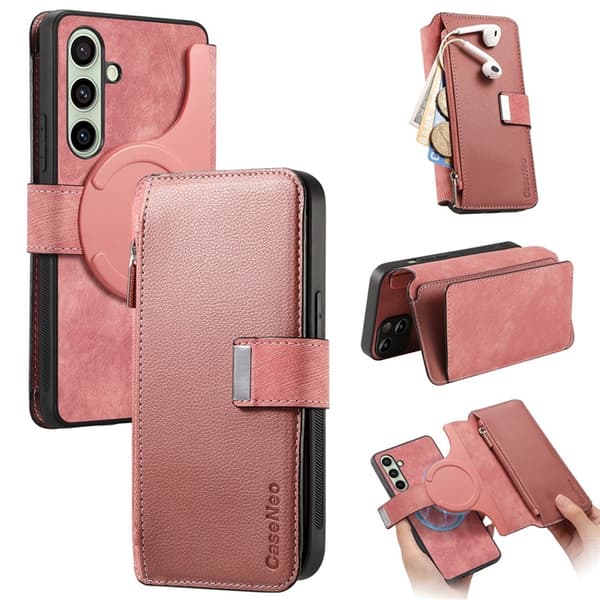 Caseneo Plånboksfodral För Galaxy A26 Magnetic Läder - Rosa Rosa
