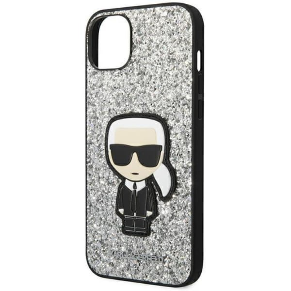 Karl Lagerfeld iPhone 14 -kuori Glitter Flakes Ikonik - hopea