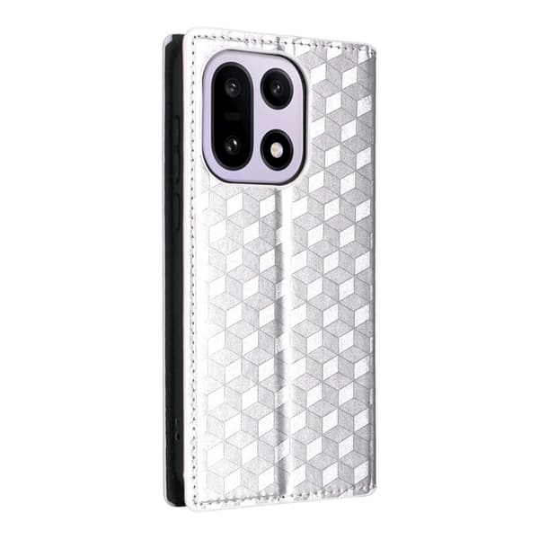 OnePlus 15 Plånboksfodral Rhombus Imprinted Konstläder - Silver Silver