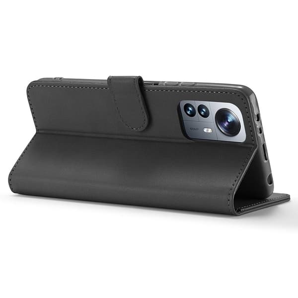 LC.IMEEKE för Xiaomi 12 Pro 5G Plånboksfodral Konstläder - Svart