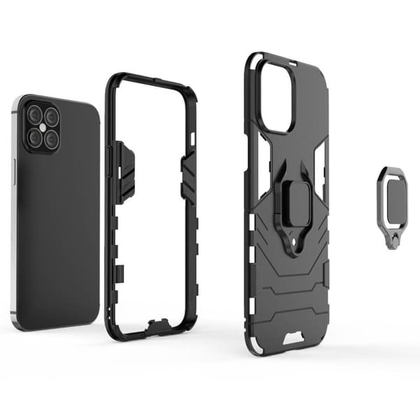 Hybrid Ring MobiliPhone 12 Pro Max -kuori - Musta Black