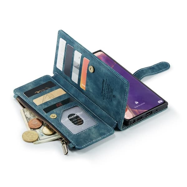 CASEME Konstläder Plånboksfodral för Samsung Galaxy Note20 - Blå