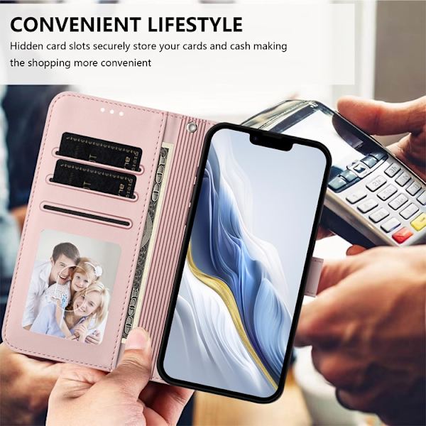 iPhone Air Plånboksfodral Läder med Handledsrem Rosa
