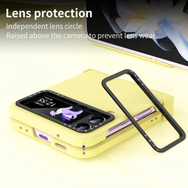 Galaxy Z Flip 4 Shell Linssin sarana taitettava - keltainen