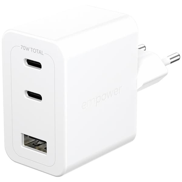 Empower by PanzerGlass Snabbladdare 70W 2xUSB-C 1xUSB-A Turbo - Silver Silver